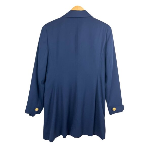 VTG I.Magnin‎ Sailor Style 100% Wool Blazer academia navy size 12 - Picture 3 of 9